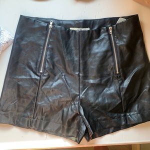 Black leather shorts